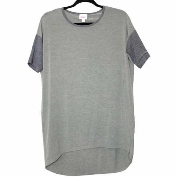 NEW - LULAROE Irma In Heathered Olive Green Bodice With Gray Sleeves - Size XXS - Picture 1 of 5